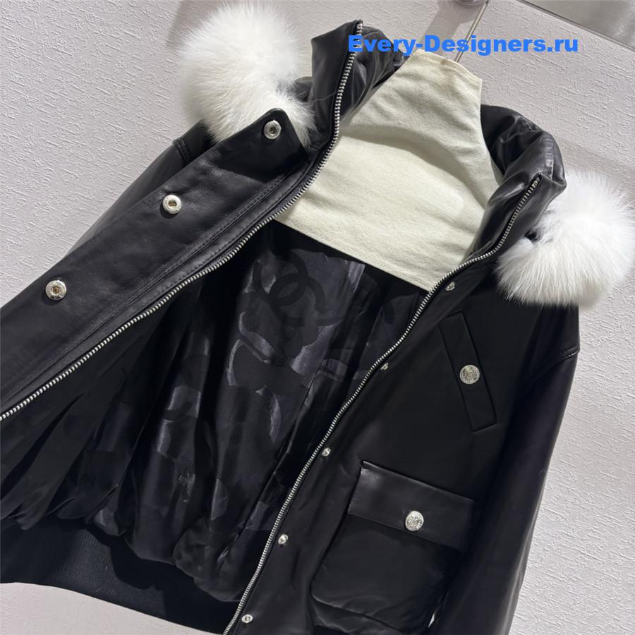 CC leather down jacket