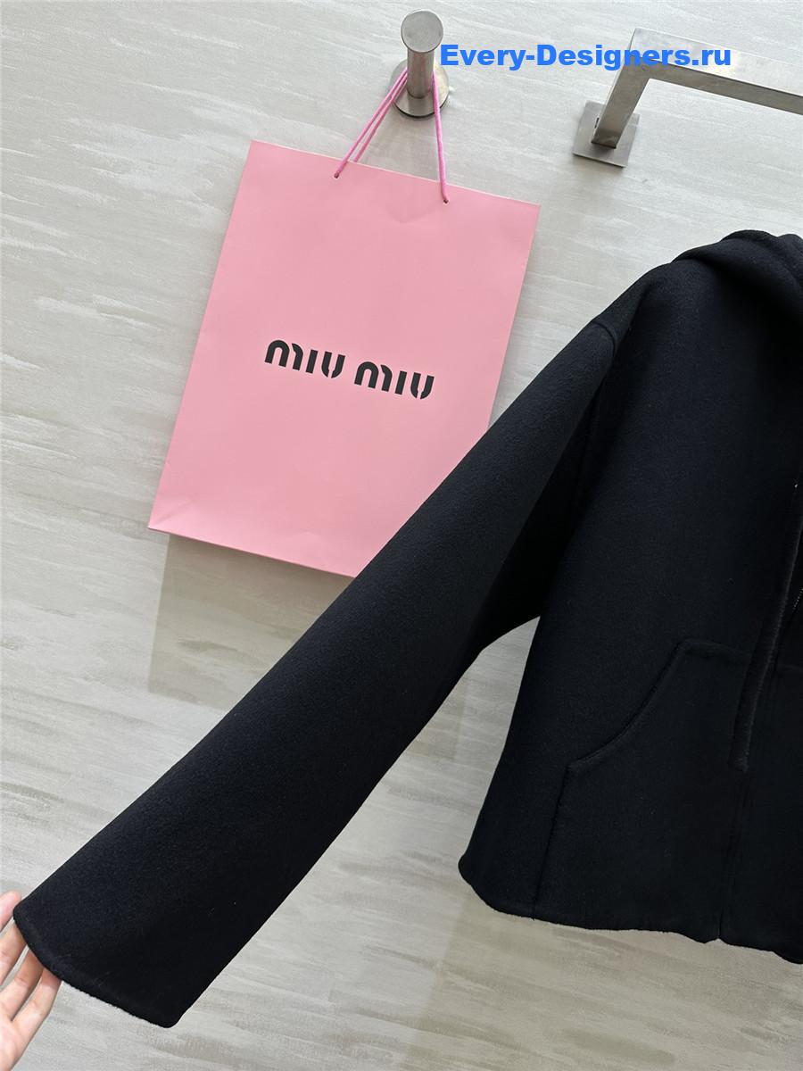 M1um1u wool hooded zip-up jacket