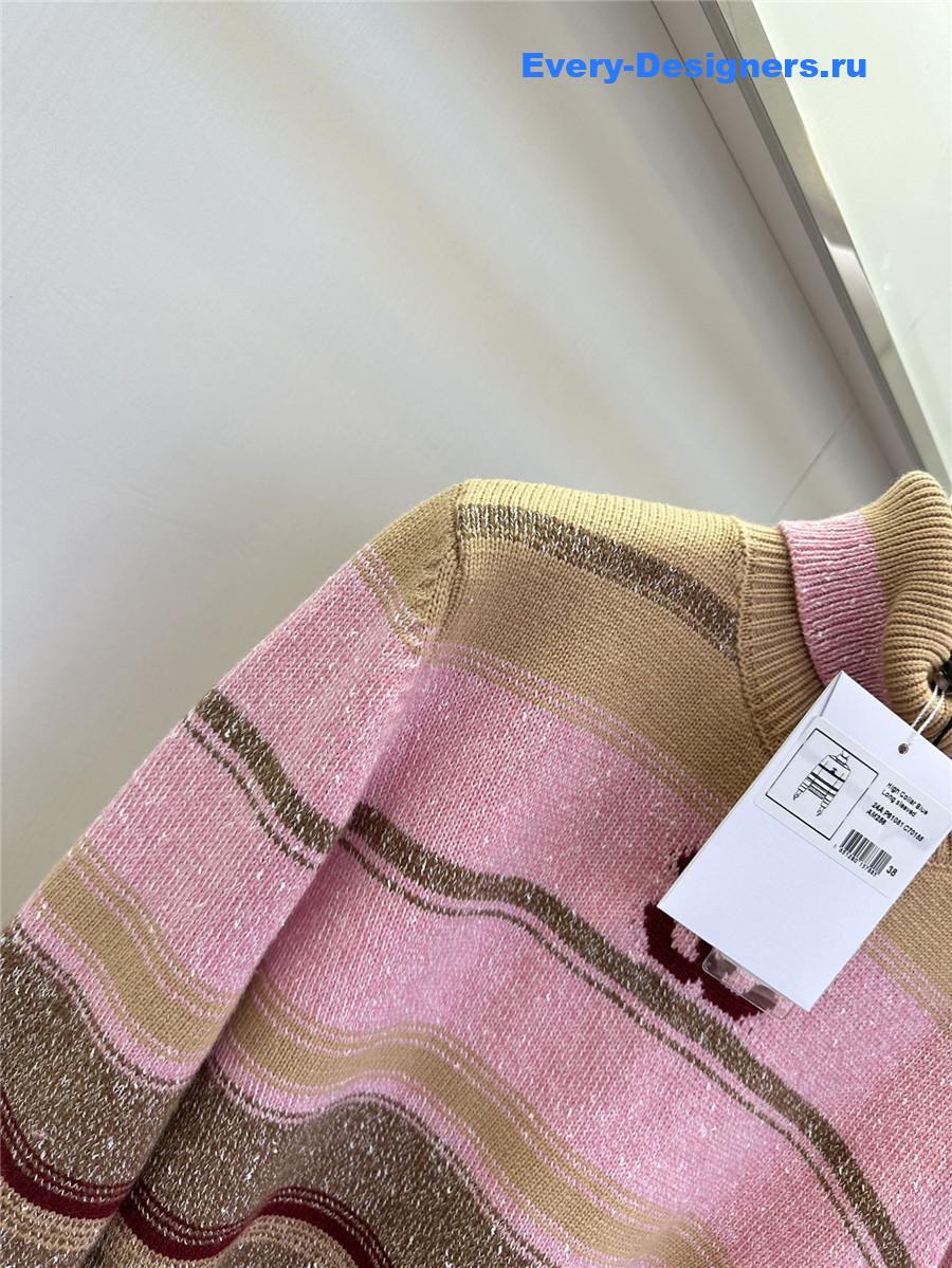 Ch**el striped turtleneck sweater in pink