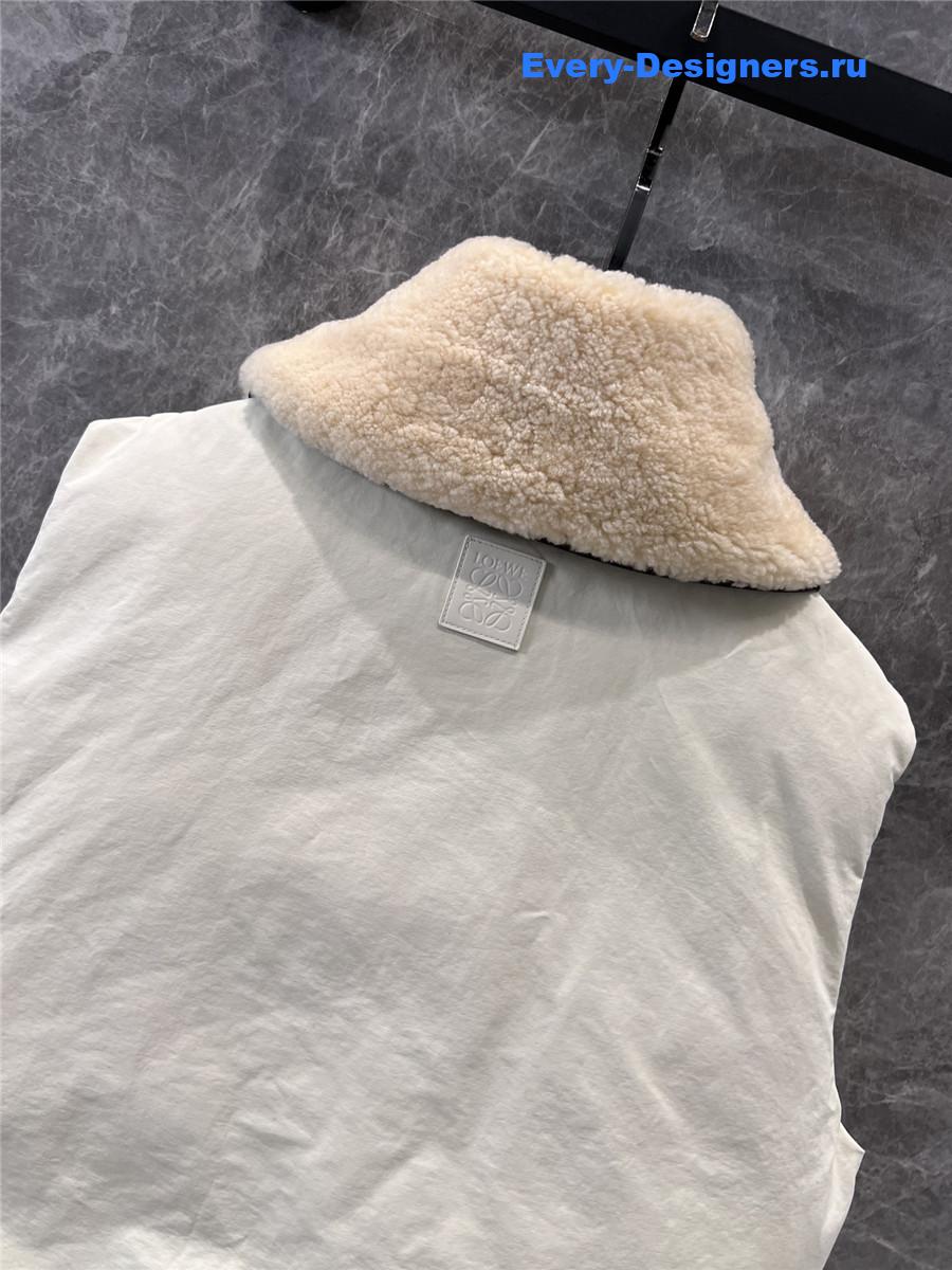 L0ew* leather buckle patchwork lambswool vest