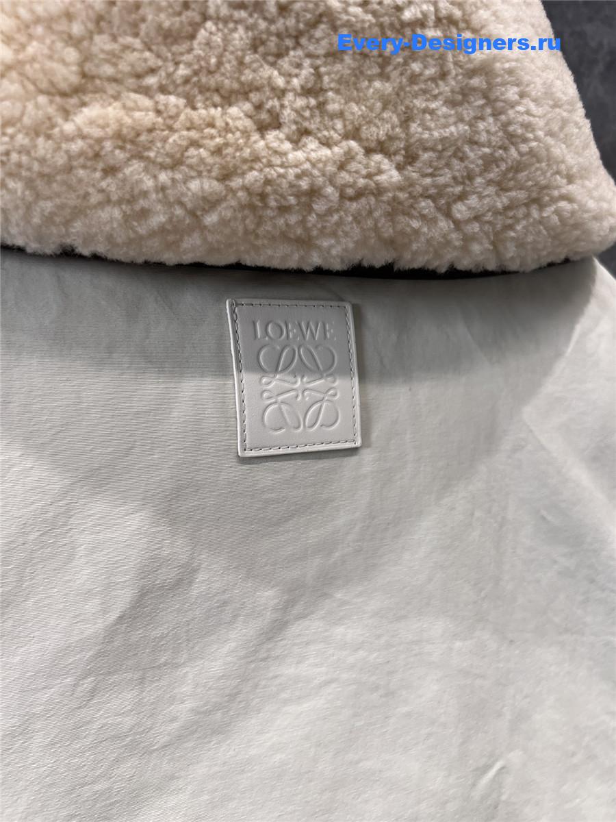 L0ew* leather buckle patchwork lambswool vest