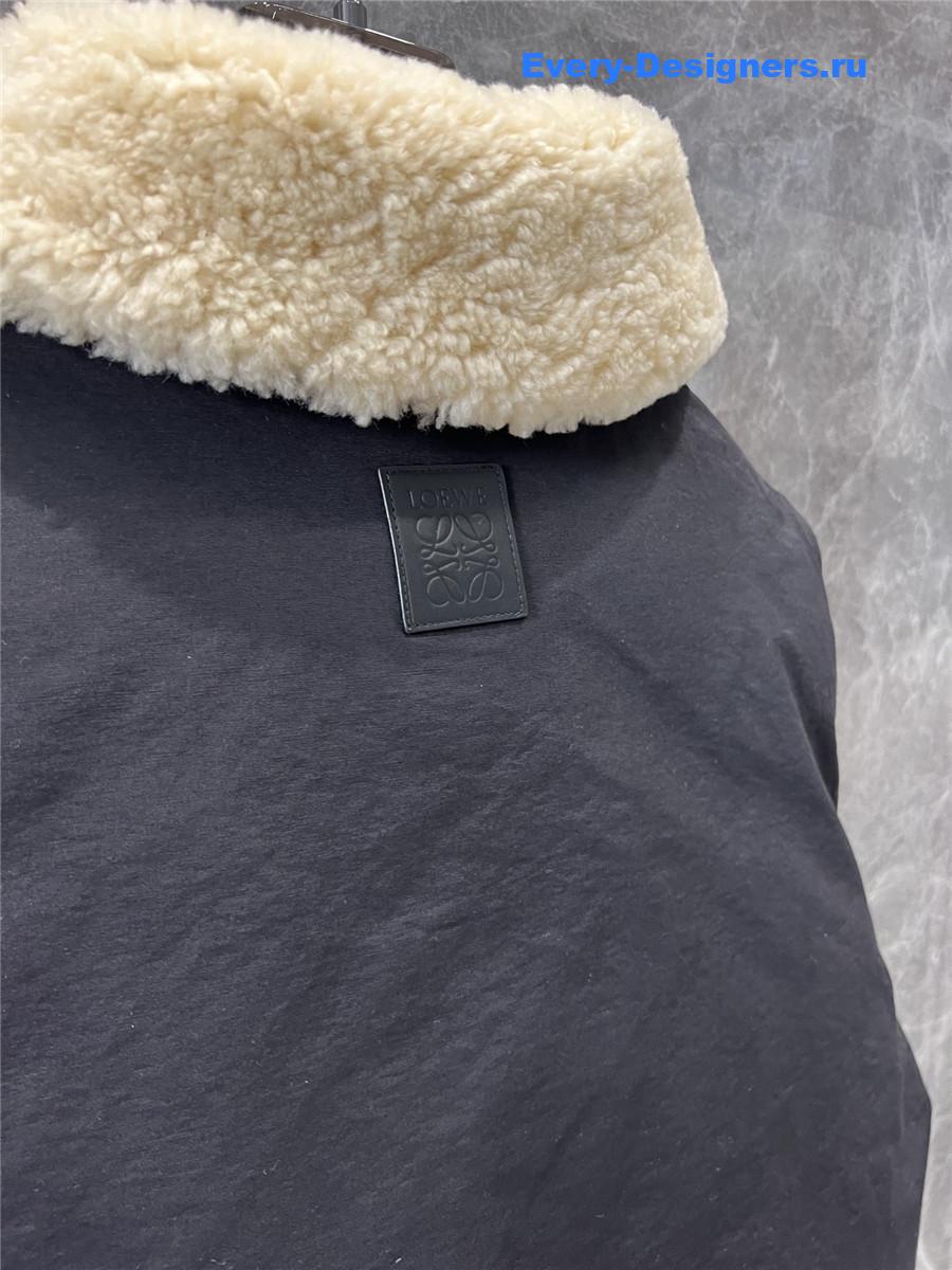 L0ew* leather buckle patchwork lambswool vest