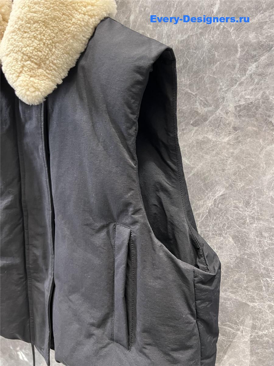 L0ew* leather buckle patchwork lambswool vest