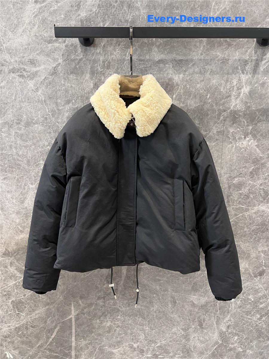L0ew* genuine shearling lapel quilted coat