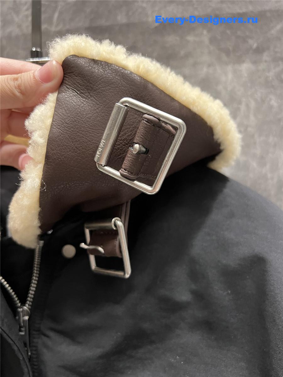 L0ew* genuine shearling lapel quilted coat
