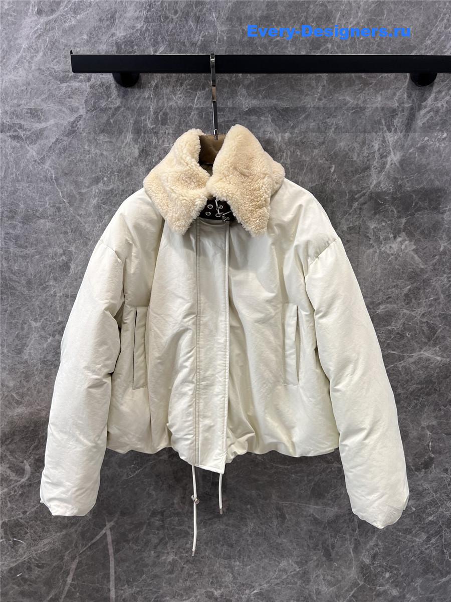 L0ew* genuine shearling lapel quilted coat