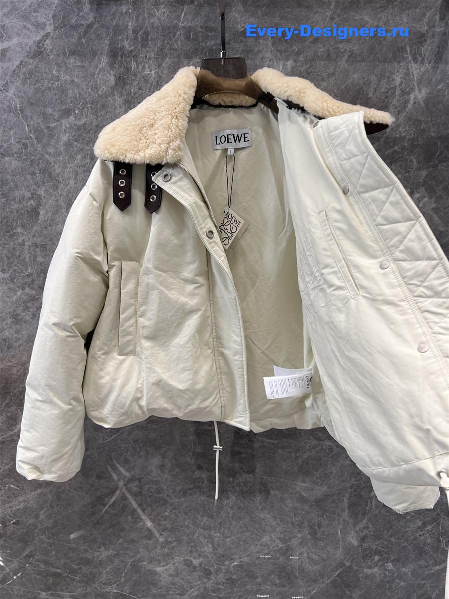 L0ew* genuine shearling lapel quilted coat