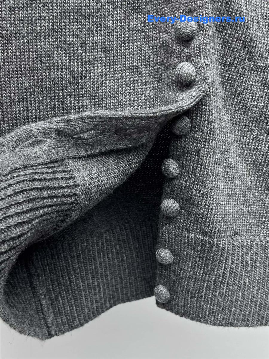 Pra*a lapel wool cardigan grey