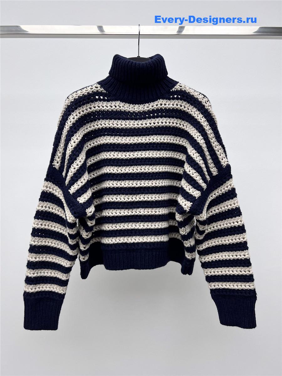 BC Striped Turtleneck Sweater Navy