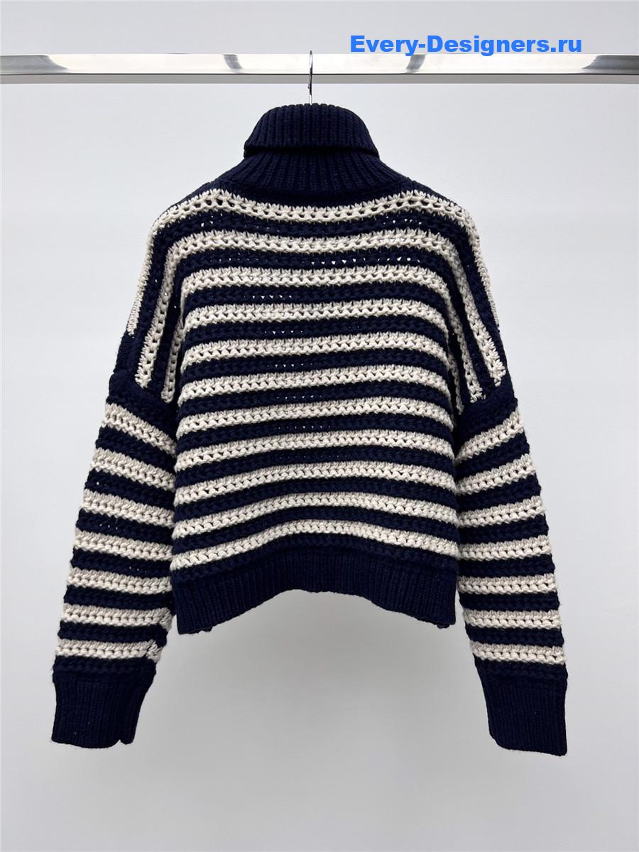 BC Striped Turtleneck Sweater Navy