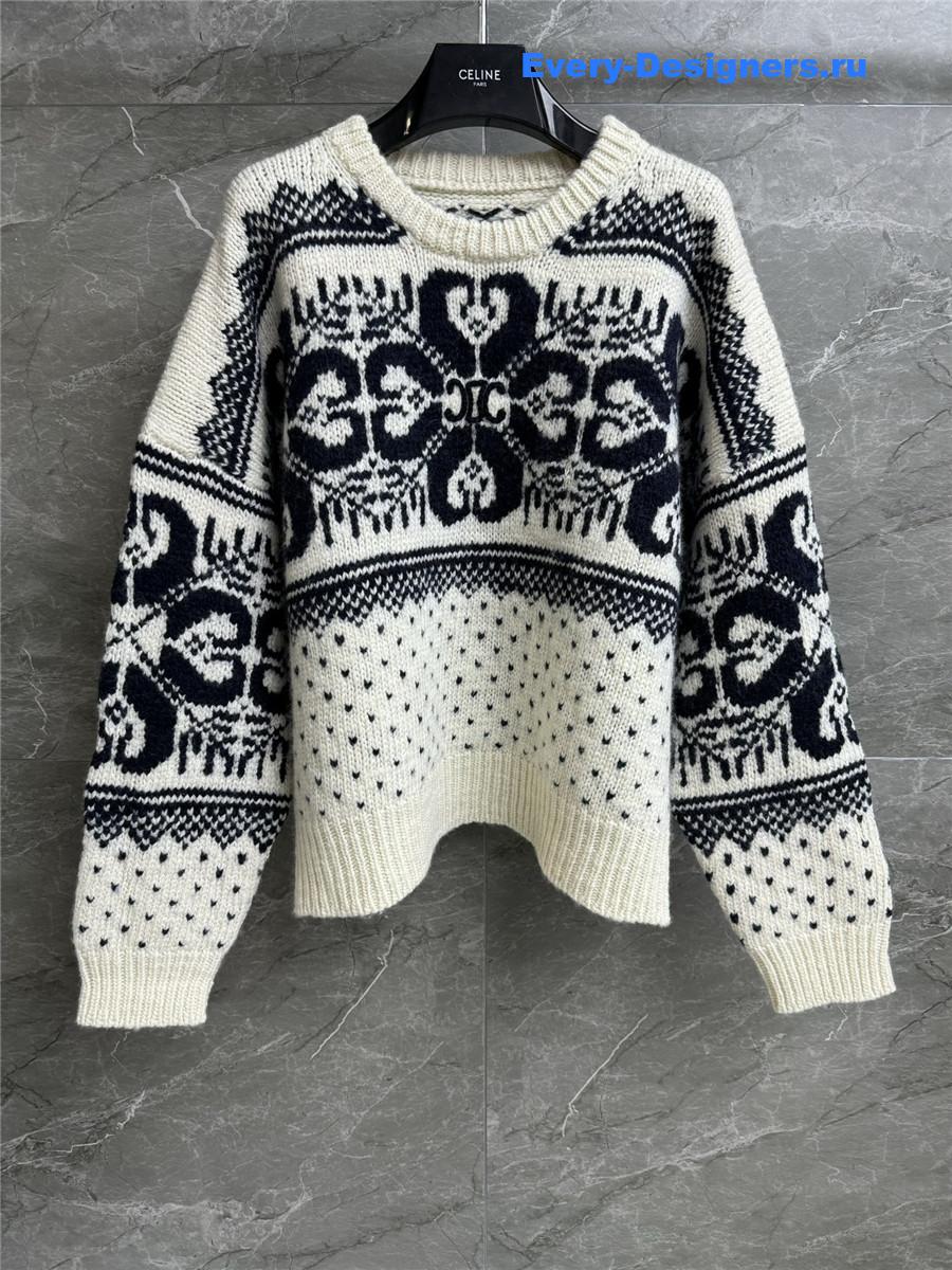 Ce1i*e nude jacquard wool sweater