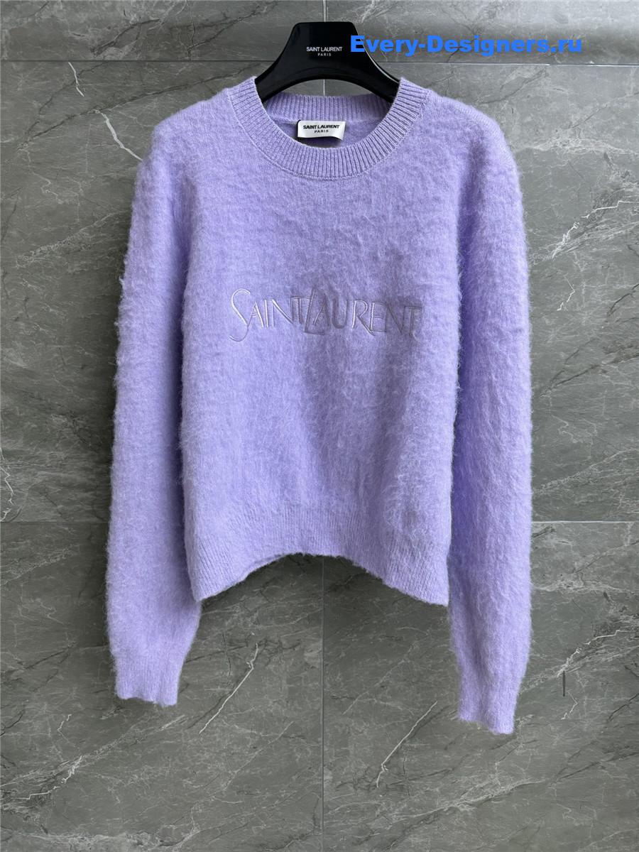 Y51 logo embroidered knit sweater purple
