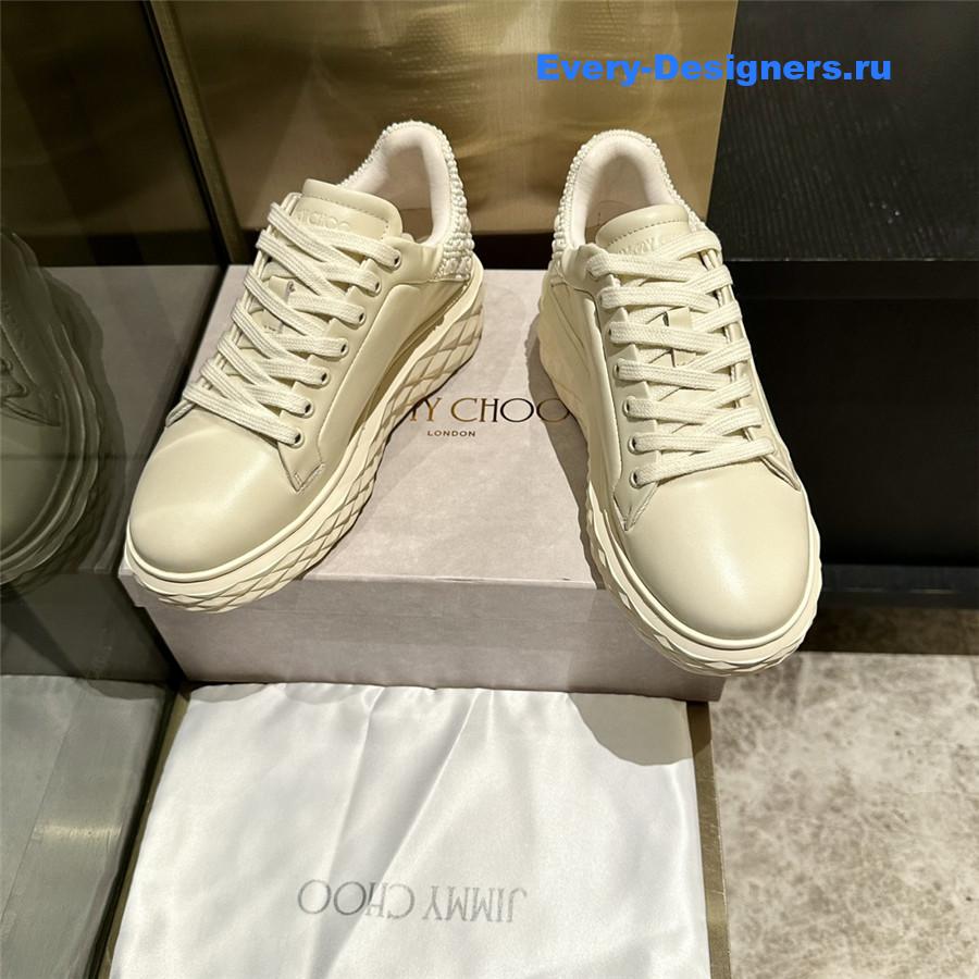j1m*y ch00 white D1am0nd maxi leather sneakers