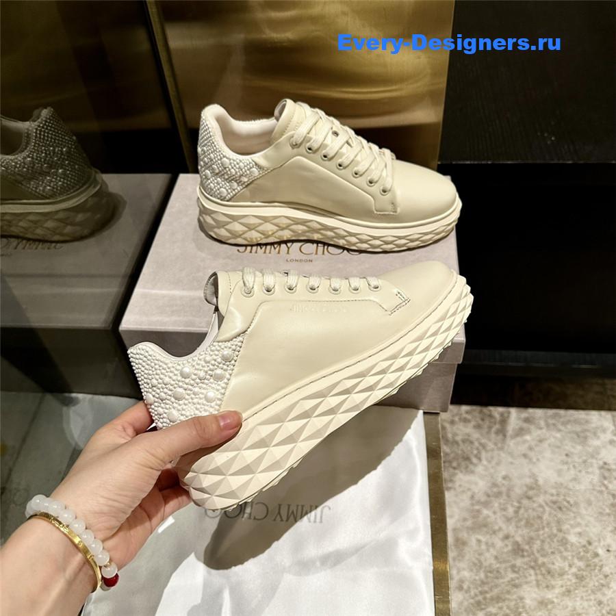 j1m*y ch00 white D1am0nd maxi leather sneakers
