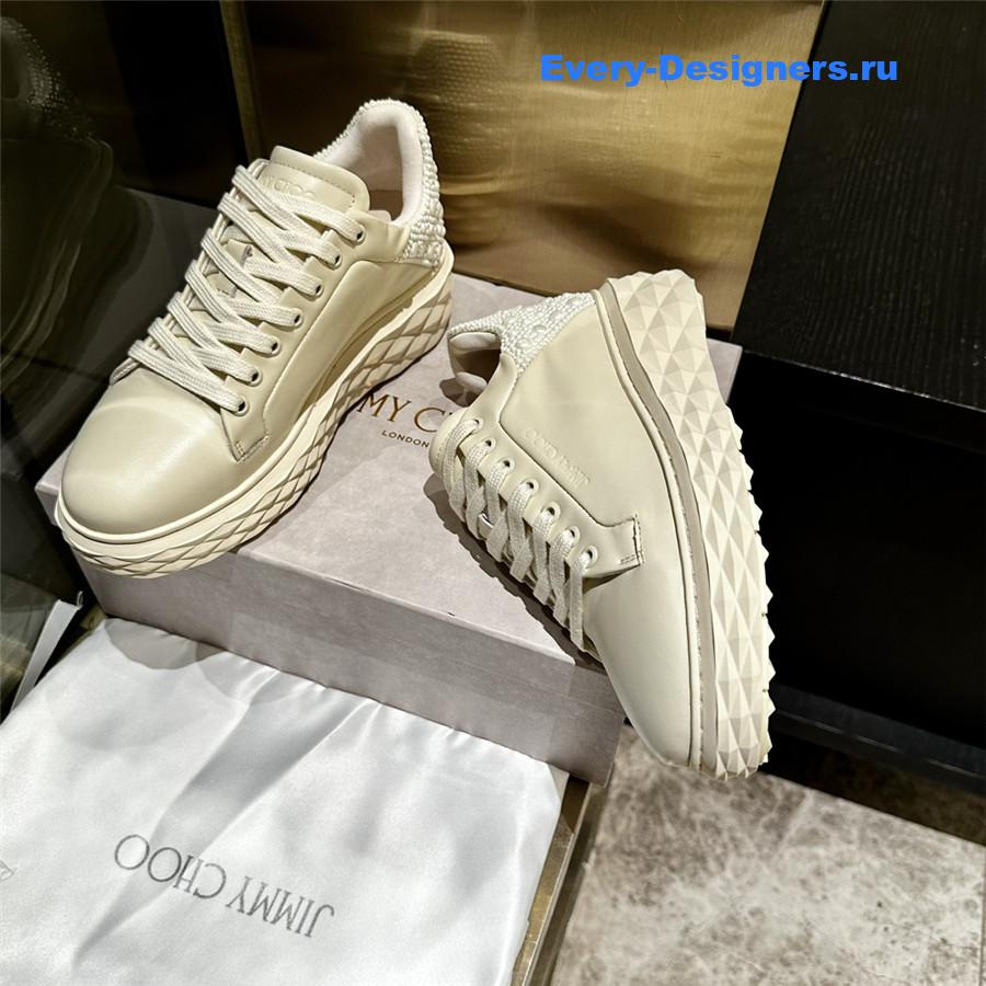 j1m*y ch00 white D1am0nd maxi leather sneakers