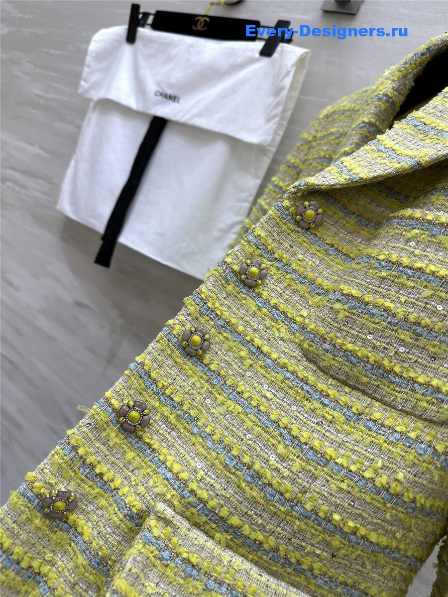 Ch**el sequined wool and soft tweed lapel coat