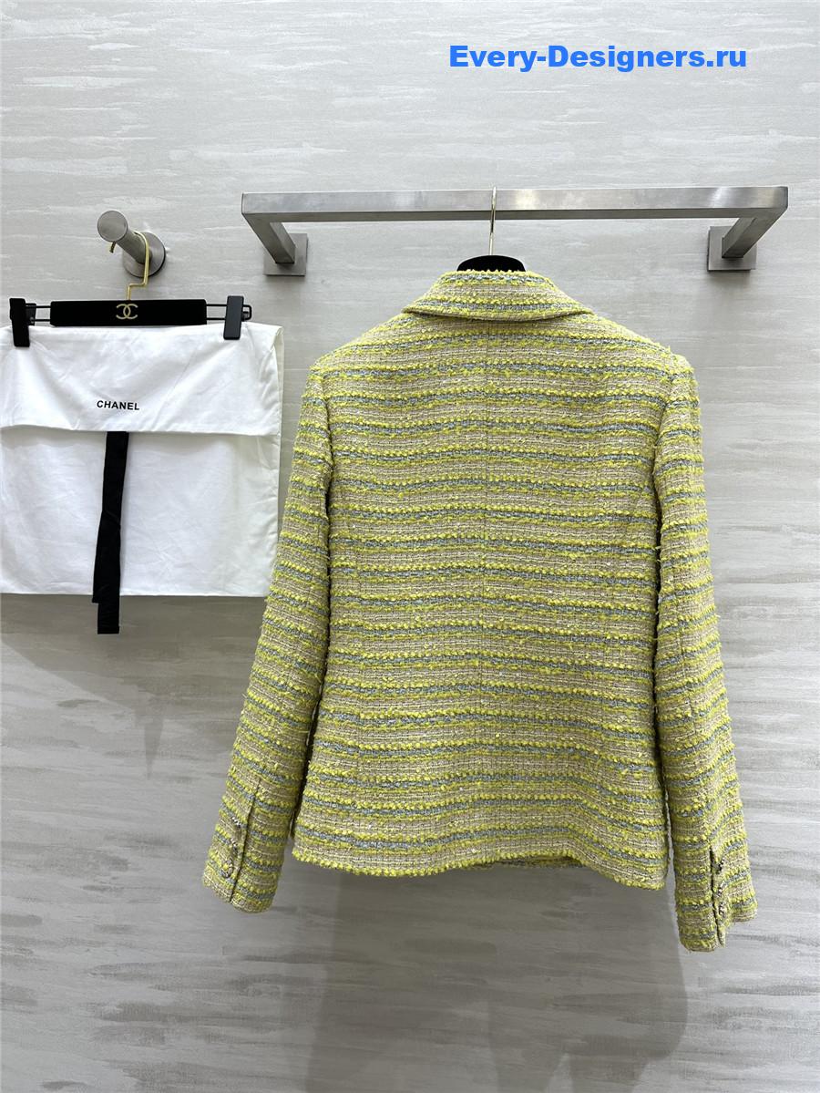 Ch**el sequined wool and soft tweed lapel coat