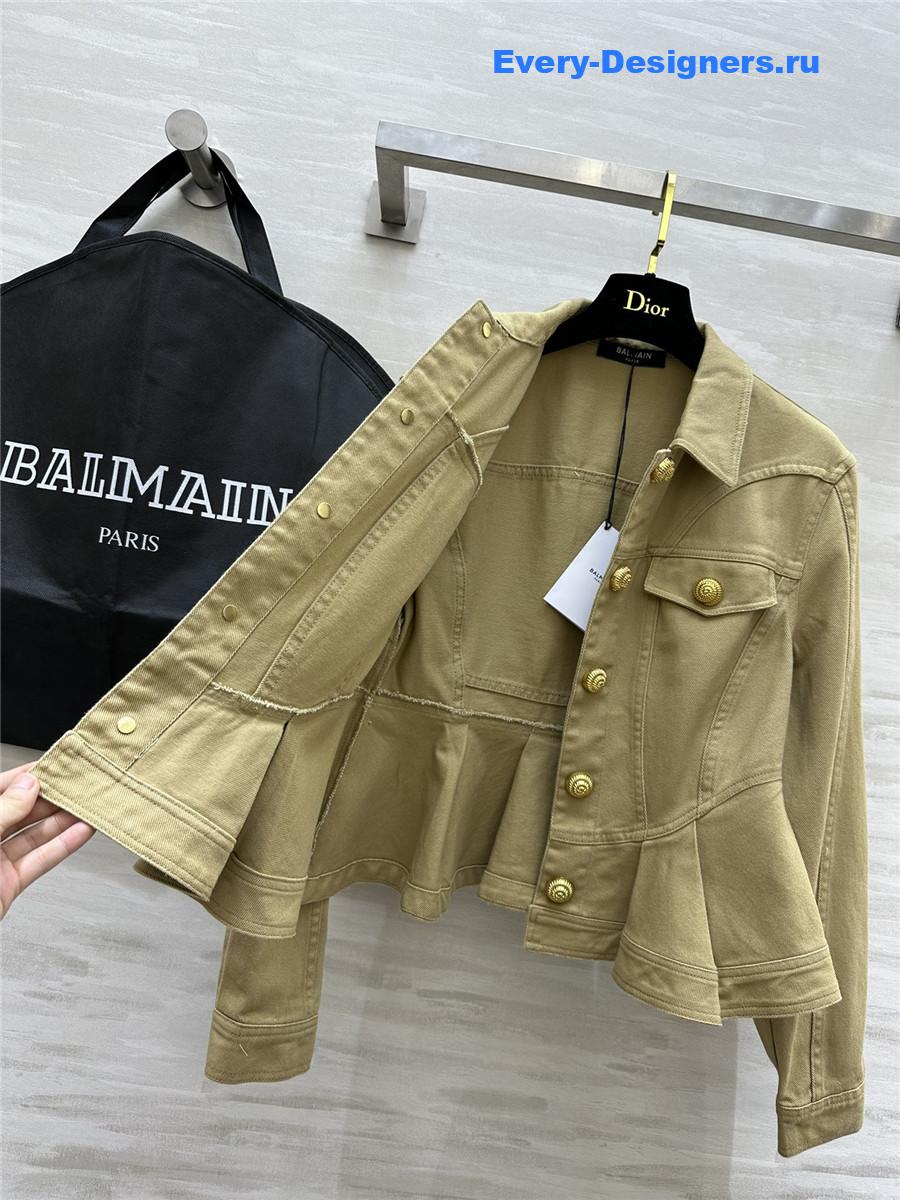 Balmain Khaki waist denim jacket