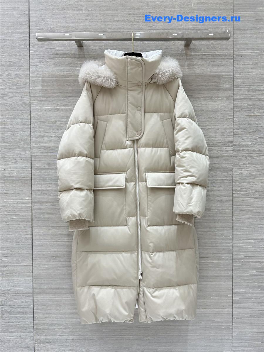 BC hooded long down jacket