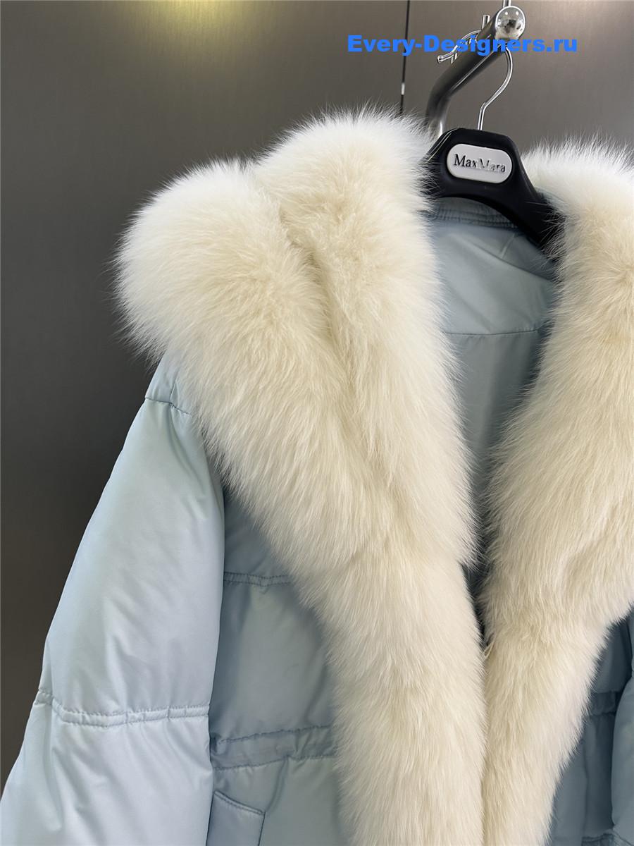 Vanitoo Seia Blue Fur Trim Cube Coat