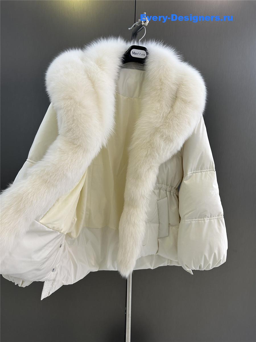 Vanitoo Seia White Fur Trim Cube Coat
