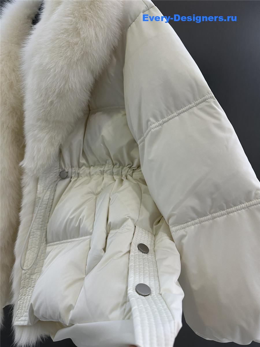 Vanitoo Seia White Fur Trim Cube Coat