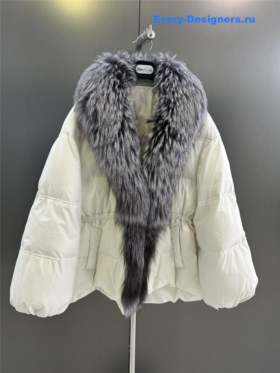 Vanitoo Seia Grey Fur Trim Cube Coat