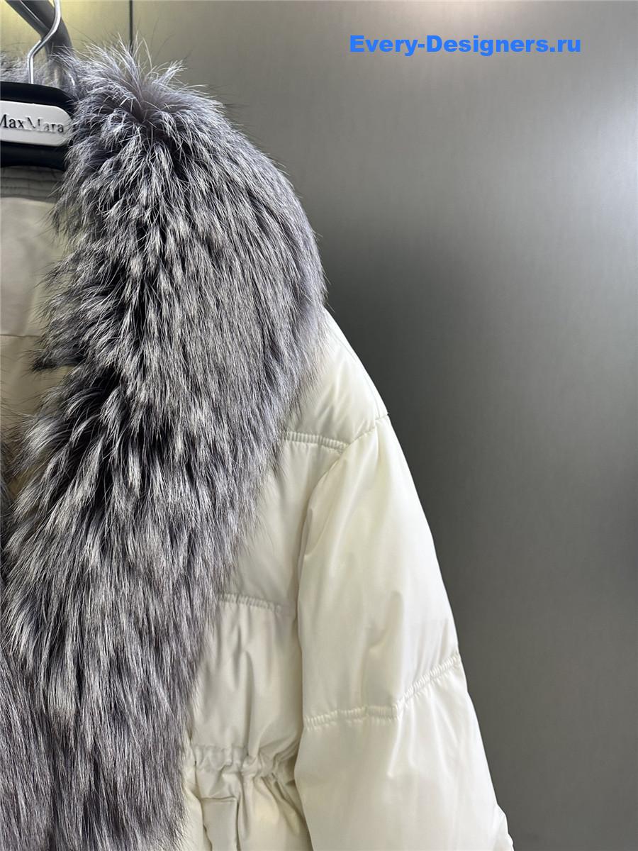 Vanitoo Seia Grey Fur Trim Cube Coat