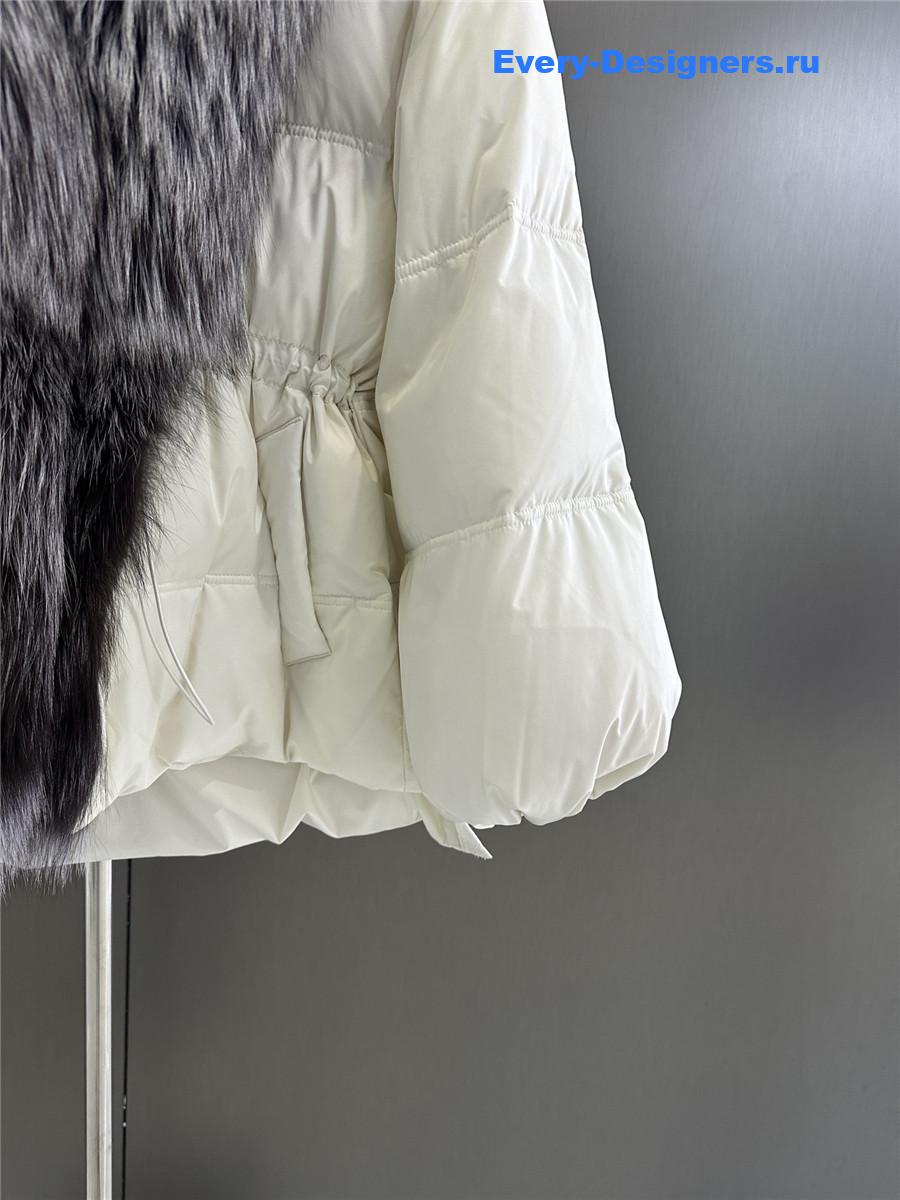 Vanitoo Seia Grey Fur Trim Cube Coat