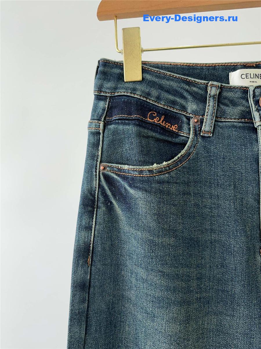 Ce1i*e embroidered fleece jeans