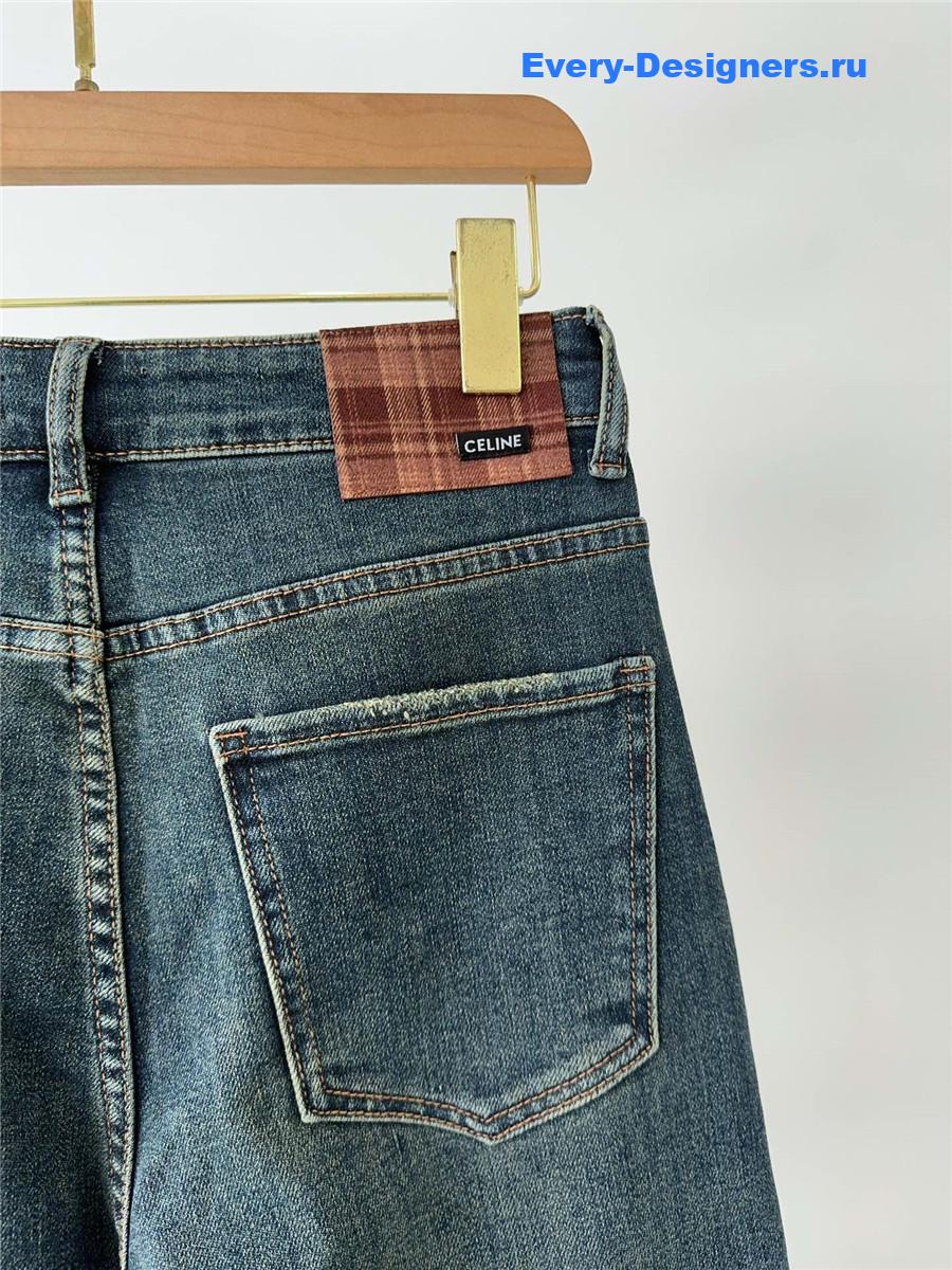 Ce1i*e embroidered fleece jeans