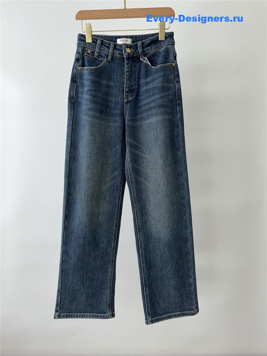 Ce1i*e fleece straight jeans