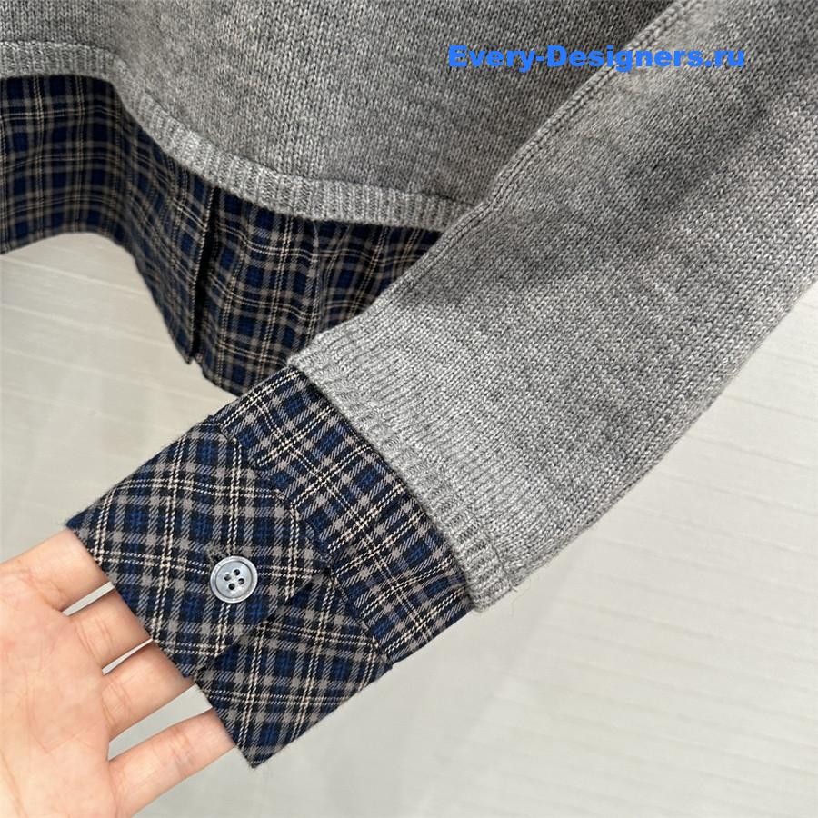 Miu Miu Lining Hem Wool Sweater Grey