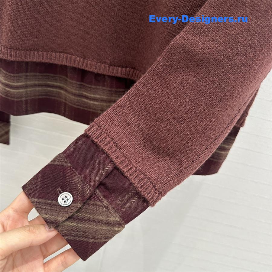 Miu Miu Lining Hem Wool Sweater Red