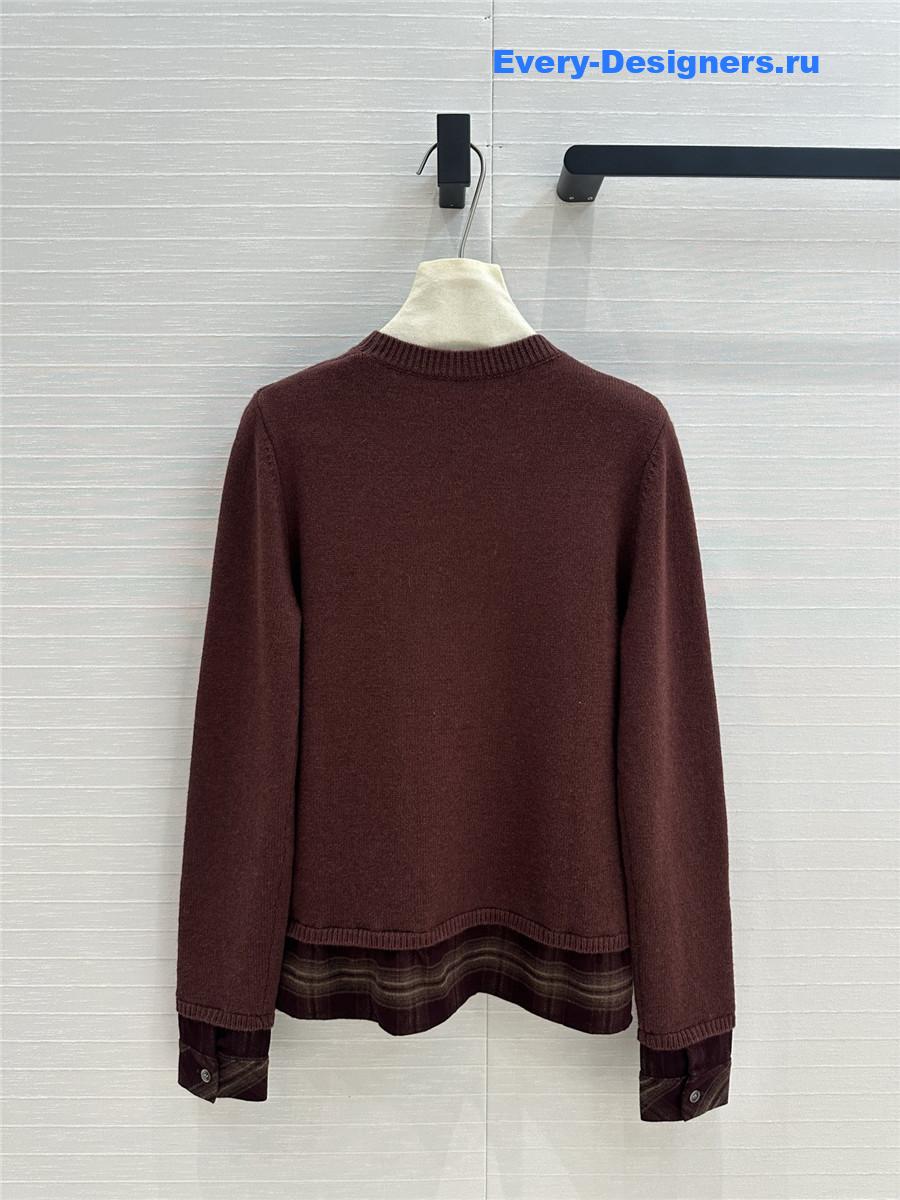 Miu Miu Lining Hem Wool Sweater Red