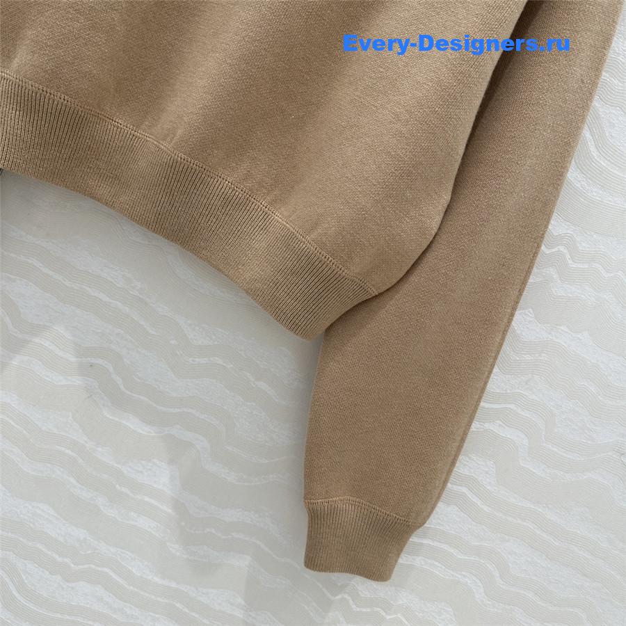 Miu Miu Logo Short Knit Sweater Beige