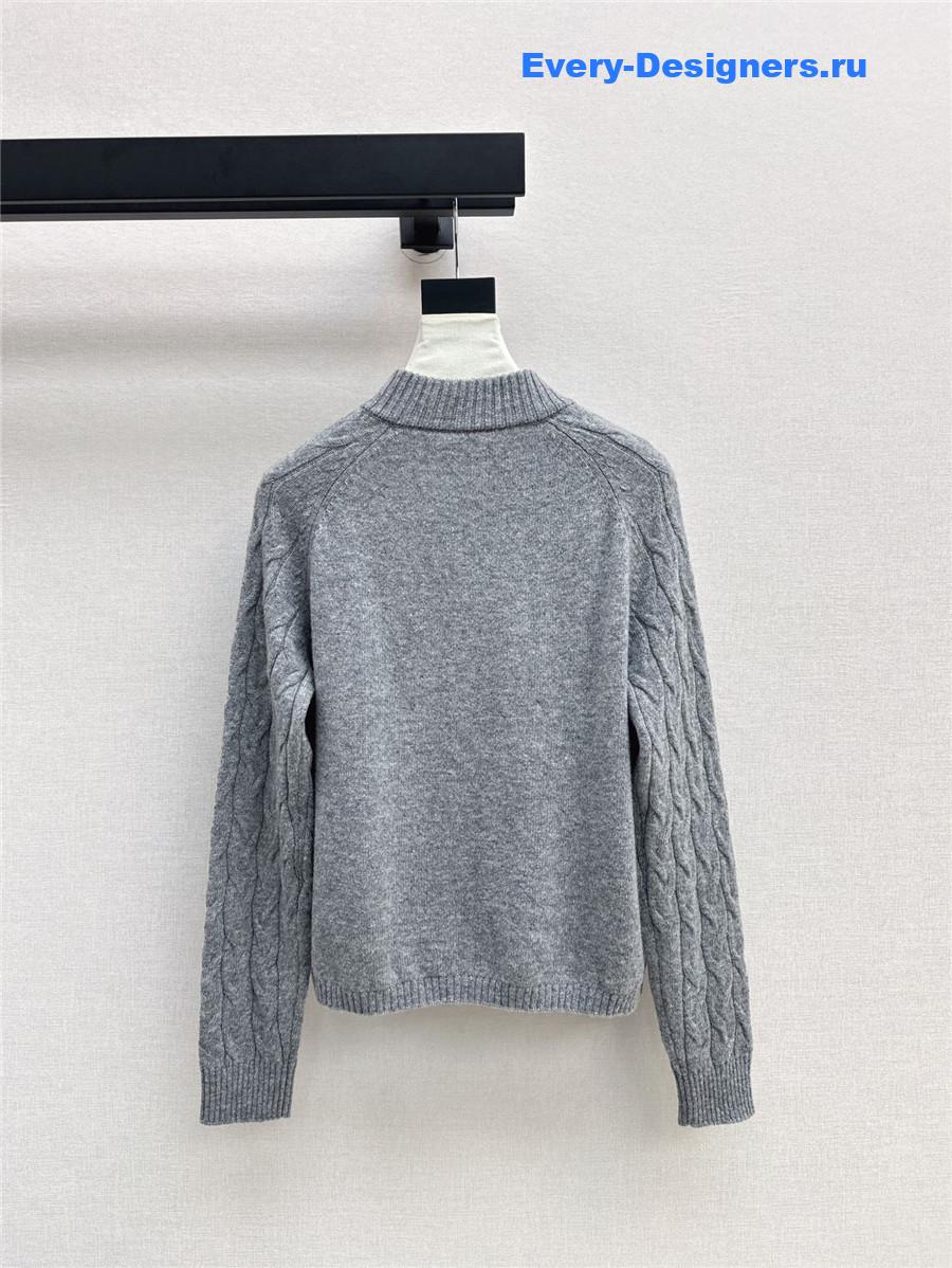 Ce1i*e zip-up argyle cardigan grey