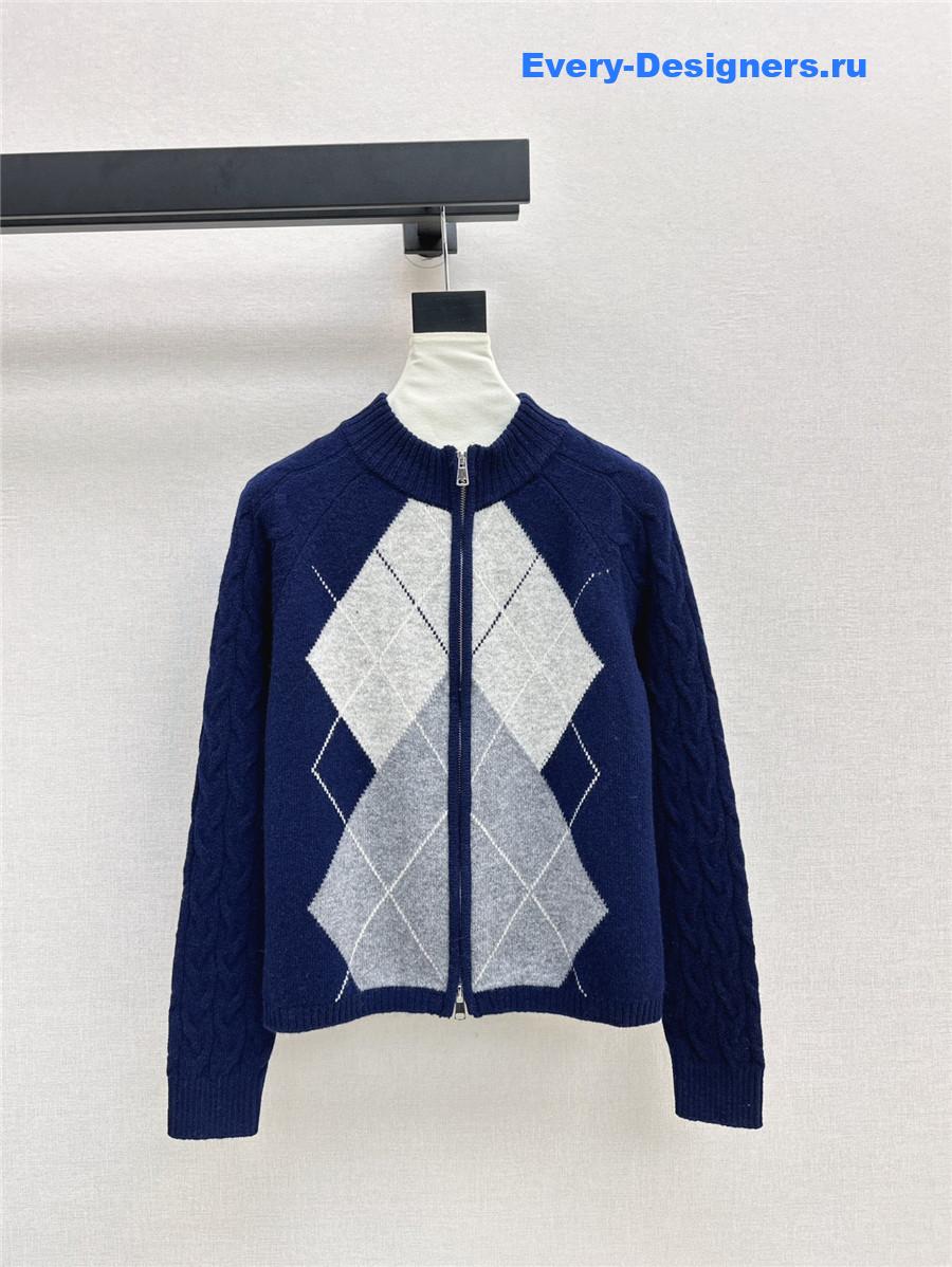 Ce1i*e zip-up argyle cardigan navy