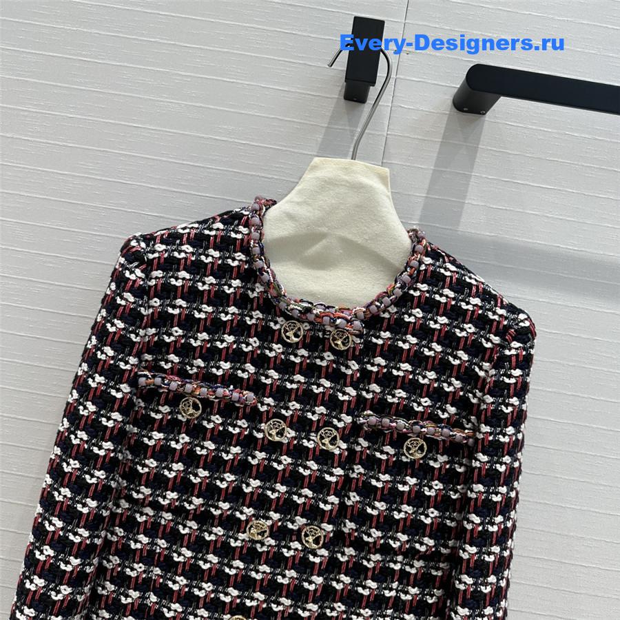 Ch**el check colored yarn short jacket