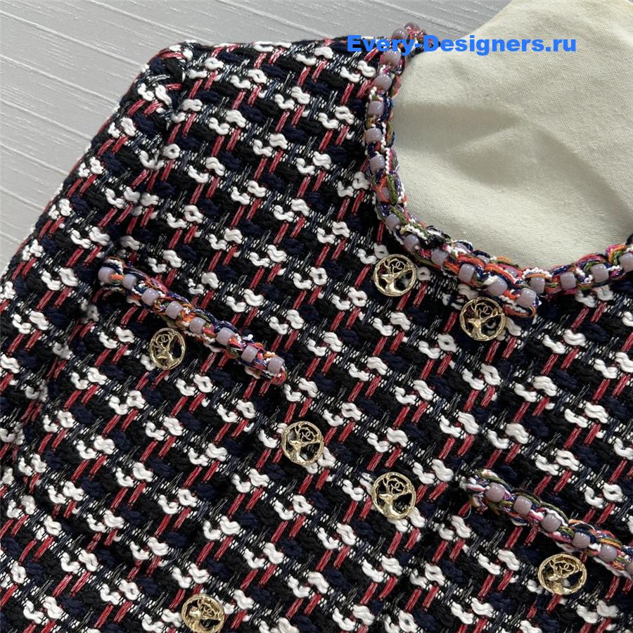 Ch**el check colored yarn short jacket