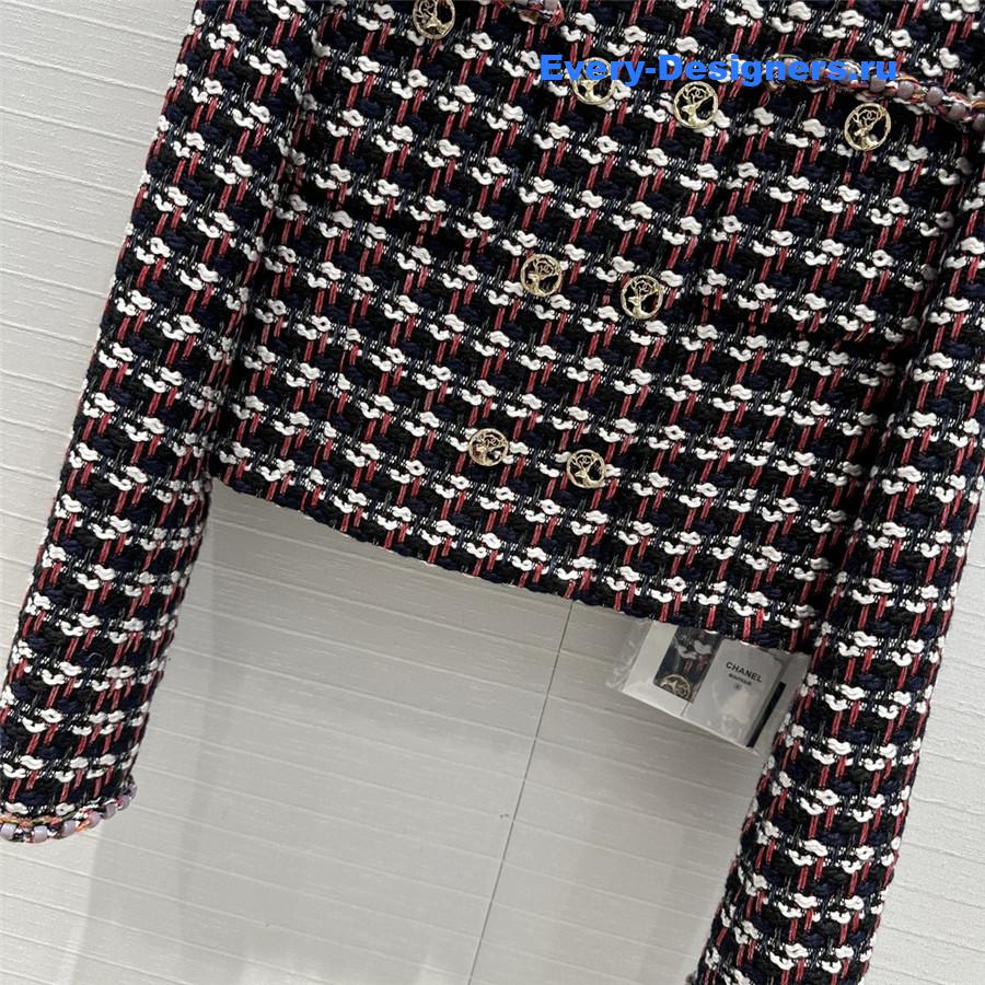 Ch**el check colored yarn short jacket