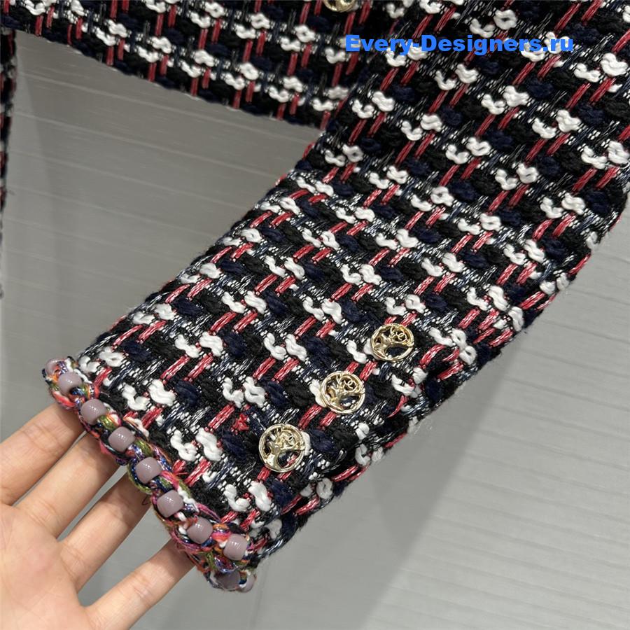 Ch**el check colored yarn short jacket