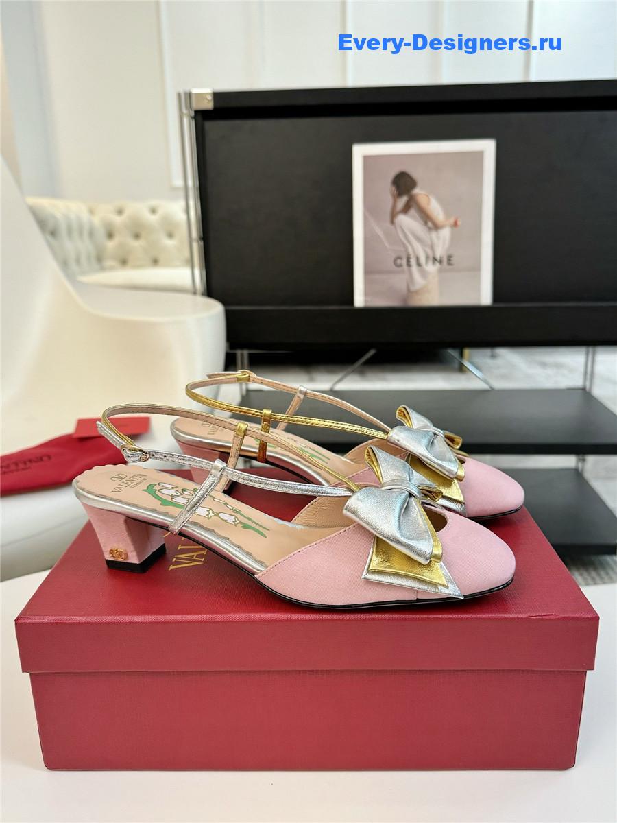 Va1e*ntin0 bowow slingback moirè pumps in pink/silver