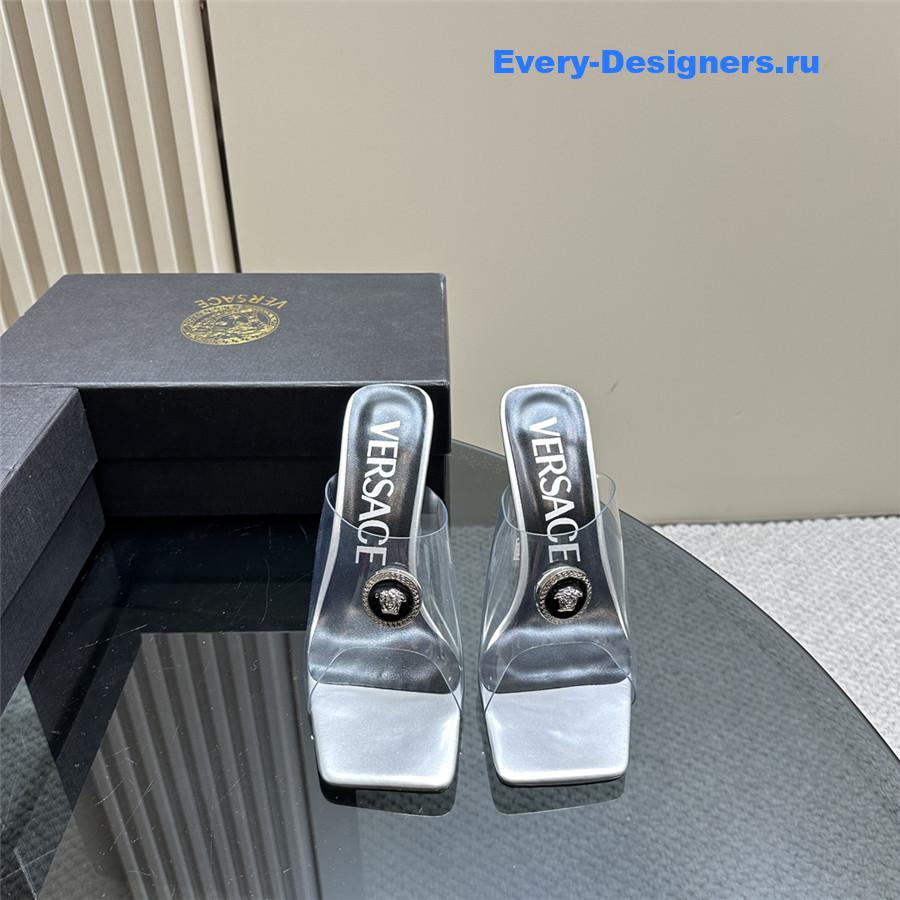 Versace crystal block heel high heel sandals