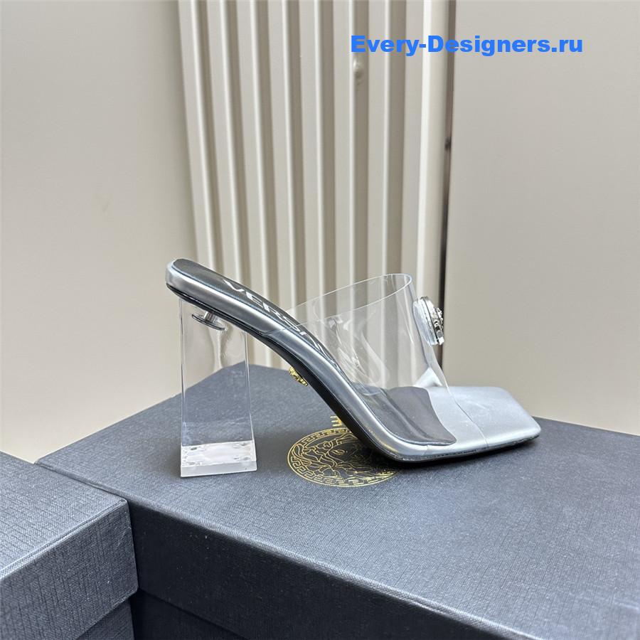 Versace crystal block heel high heel sandals