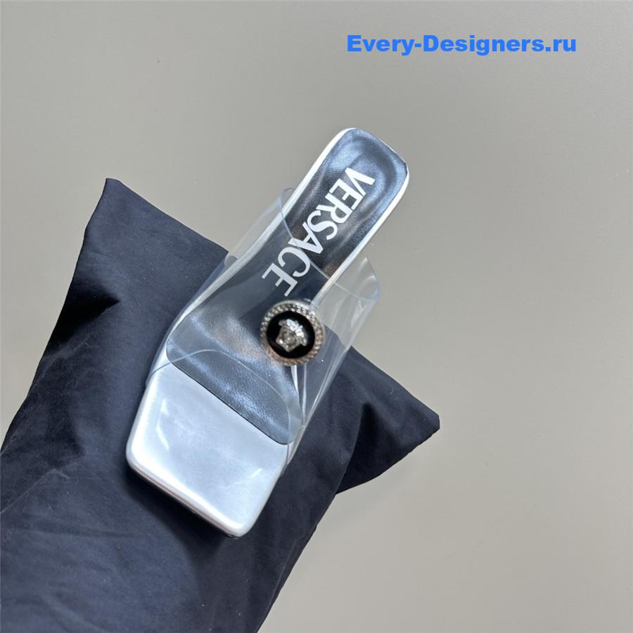 Versace crystal block heel high heel sandals