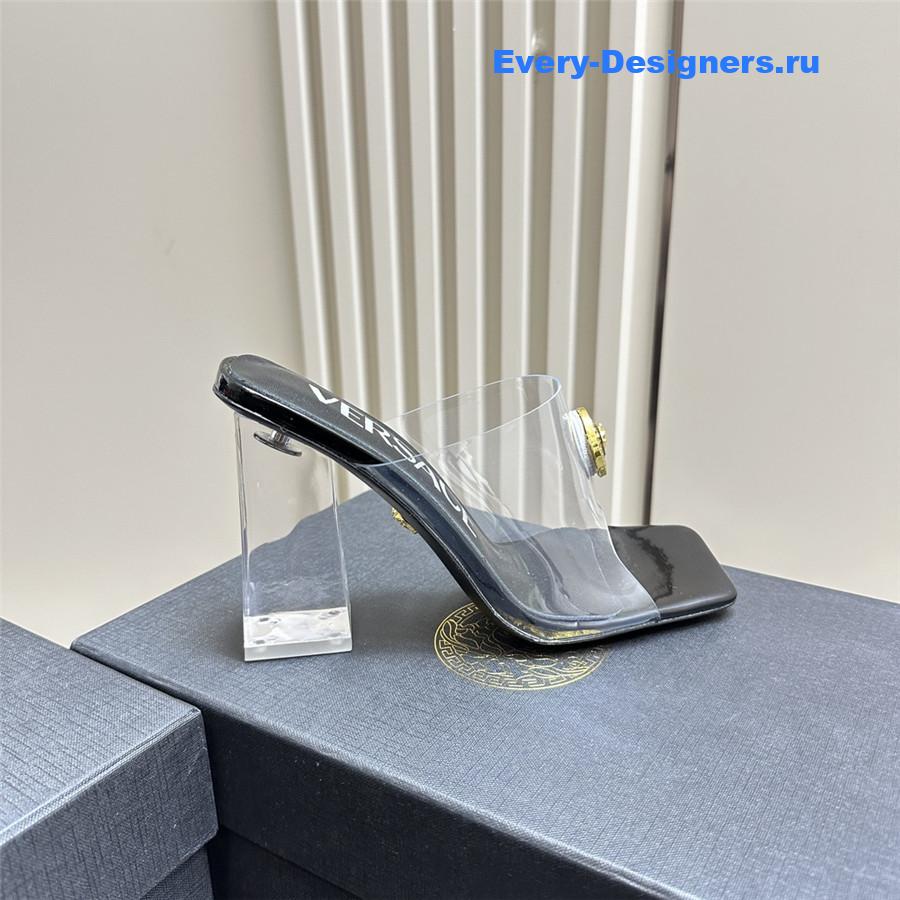 Versace crystal block heel high heel sandals