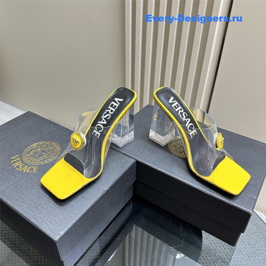 Versace crystal block heel high heel sandals