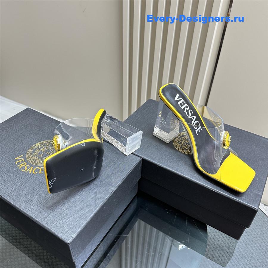 Versace crystal block heel high heel sandals