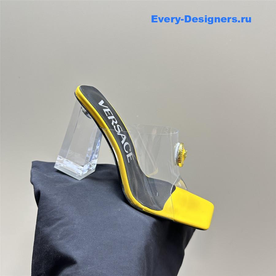 Versace crystal block heel high heel sandals